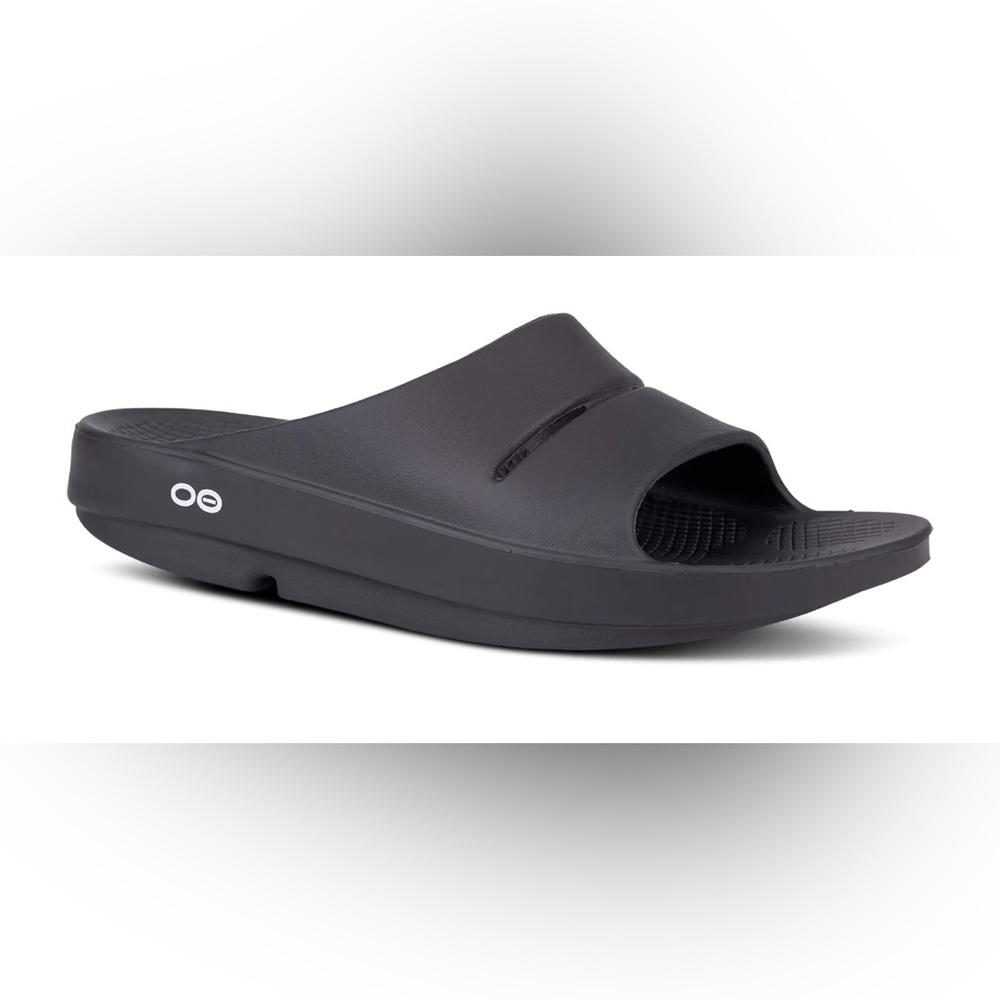 OOFOS Black Slides New
